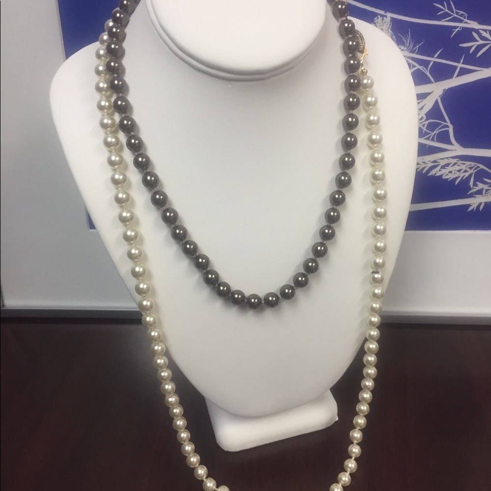 Pearl Necklaces brown, white simulated